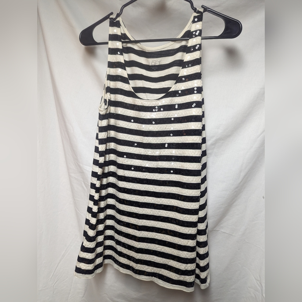 LOFT Sequin Striped Tank Top